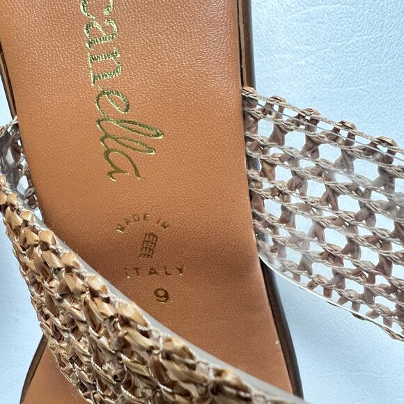 TOSCANELLA Women's Tan Made In Italy Gaucho Raffia Heeled Sandals  Sz 9 - Picture 5 of 11